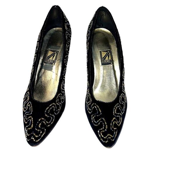 J.Renee’ ladies size 9.5 M velvet sequin 2.5 heel slip on Y2K WhimsyGoth - Picture 1 of 8